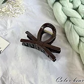 【卡樂熊】晶韌系列．微透光結飾造型抓夾/鯊魚夾- 交錯可可棕