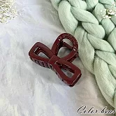 【卡樂熊】晶韌系列．微透光結飾造型抓夾/鯊魚夾- 鏤空酒紅色