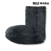 【MUJI 無印良品】男再生聚酯纖維絨毛刷毛室內直角襪25-27cm 深灰