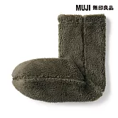 【MUJI 無印良品】男再生聚酯纖維絨毛刷毛室內直角襪25-27cm 卡其綠