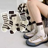 【AnZa】咖啡條紋透氣棉料休閒襪中筒襪短襪(5入組)     圖片色