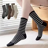 【AnZa】大地色配色條紋高筒百搭休閒襪(5入組)      圖片色