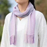 【日本ORIM今治毛巾】輕柔透氣紗 流蘇條紋 今治薄圍巾 ‧ 藤紫