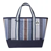 [星巴克]星質感直紋拼接網布提袋