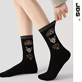 【JDS設計襪】秋冬卡通小狗棉襪  * 黑色