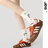 【JDS設計襪】精梳棉塗鴉設計襪 房屋迷跡/白色