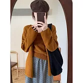 【MsMore】 韓版溫柔風寬鬆針織開衫背心兩件套# 126574 FREE 橘色