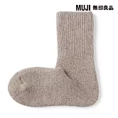 【MUJI 無印良品】男足口柔軟羊毛混室內直角襪25-27cm 摩卡棕
