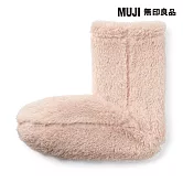 【MUJI 無印良品】女再生聚酯纖維絨毛刷毛室內直角襪23-25cm 粉紅