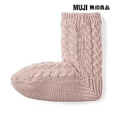【MUJI 無印良品】女再生聚酯纖維內裏絨毛室內直角襪23-25cm  煙燻粉