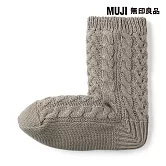 【MUJI 無印良品】女再生聚酯纖維內裏絨毛室內直角襪23-25cm  灰棕