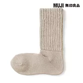 【MUJI 無印良品】女螺紋厚織室內直角襪23-25cm 淺米