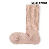 【MUJI 無印良品】女螺紋厚織室內直角襪23-25cm 粉紅