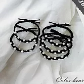 【卡樂熊】韓系簡約百搭珍珠麻花造型髮束/髮圈- 柔霧黑色