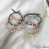 【卡樂熊】韓系簡約百搭珍珠麻花造型髮束/髮圈- 柔霧粉色