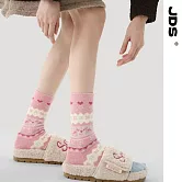 【JDS設計襪】珊瑚絨加厚保暖費爾島襪    綿綿漫冬-粉