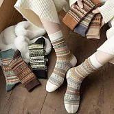 【AnZa】秋冬保暖北歐民族風中筒襪(3入組)      A款(白、咖、灰)