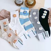 Kankoku韓國 立體毛絨花朵朵襪  * 藍白色