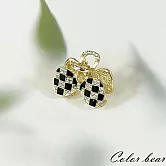 【卡樂熊】韓版水鑽黑格造型瀏海夾/髮夾- 蝶結