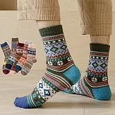 【AnZa】秋冬男款加厚民族風中筒襪 (5入組)       圖片色