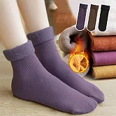 【AnZa】仿山羊絨加絨加厚保暖地板襪中筒襪(3入組)     C組(紫、咖、黑)