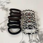 【卡樂熊】基本編織毛巾圈造型髮束/髮圈- 黑色+深咖