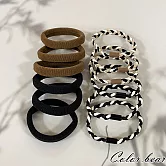 【卡樂熊】基本編織毛巾圈造型髮束/髮圈- 黑色+淺咖