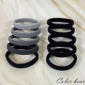 【卡樂熊】基本素色小結毛巾圈造型髮束/髮圈- 黑色+灰色系