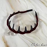 【卡樂熊】韓系高顱頂麂皮造型髮箍- 酒紅