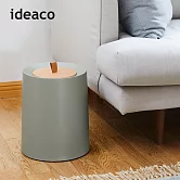 【日本ideaco】圓形家用垃圾桶-11.4L(附專用原木蓋) -岩灰