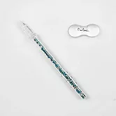 皮爾卡登  Pierre Cardin DUO DIP 閃亮玻璃筆+筆擱 -藍綠