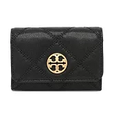 TORY BURCH 菱格紋皮革零錢包-黑色