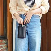 CHAM | 日系輕巧植鞣牛皮手工手機套/手機隨身袋包 黑色