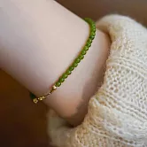 【水星記】半寶石-極細14K輕奢小資情調綠玉髓好運手鍊 _3mm圓珠款