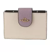 COACH 拼接皮革撞色卡片夾-白紫