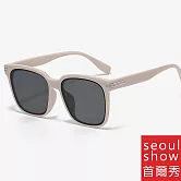 seoul show首爾秀 轉角遇見愛王俊凱類款方框文藝太陽眼鏡UV400墨鏡 B334  淺奶茶框黑灰片