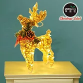 摩達客-金色發光小鹿-鐵網麋鹿擺飾含LED60燈(暖白光) 70CM