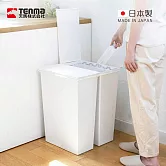 【日本天馬】日本製 e-LABO深型掀蓋式垃圾桶-45L- 白