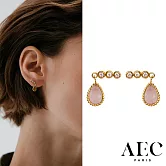 AEC PARIS 巴黎品牌 白鑽粉水晶耳環 金色小水滴耳環 STUDS ROMA