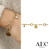 AEC PARIS 巴黎品牌 幸運圈金手鍊 CHAIN BRACELET LUCKY 孔雀石