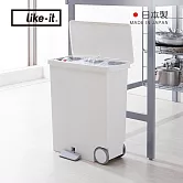 【日本like-it】日製橫向踩踏式分類垃圾桶(附輪)-33L