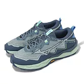 Mizuno 越野跑鞋 Wave Daichi 9 GTX 男鞋 藍 灰 防水 緩衝 黃金大底 運動鞋 美津濃 J1GJ2556-02 27cm BLUE/GREEN