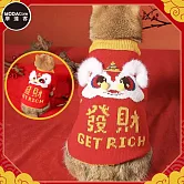 摩達客寵物_新春祥獅紅色大發財針織毛衣(貓咪狗狗服飾)中小型犬貓-5種尺寸可選 S