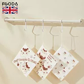 【英國FGODA】印花風木漿海綿清潔布/洗碗海綿-3入- 牛爸與牛媽