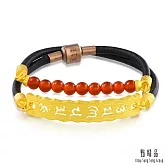【點睛品】六字大明咒 紅瑪瑙 黃金手環／手鍊 34cm