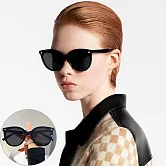 seoul show首爾秀 四葉草貓眼框太陽眼鏡UV400墨鏡 506  黑框黑灰片