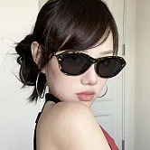seoul show首爾秀 復古老錢風貓眼素顏平光太陽眼鏡UV400墨鏡 507  玳瑁框黑灰片