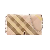  BURBERRY Snip格紋鏈帶斜背包 粉色