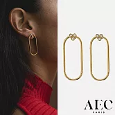 AEC PARIS 巴黎品牌 幸運草白鑽耳環 圓角長方形金色耳環 DROP EARRINGS APOLLON