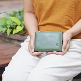 CLEDRAN｜日本手工經典時尚軟質植鞣牛皮中/短夾 綠色